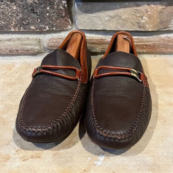 Stemar Leather Two-Tone Brown Horsebit Loafer